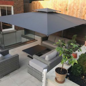 4m Square Graphite Garden Parasol - Poggesi