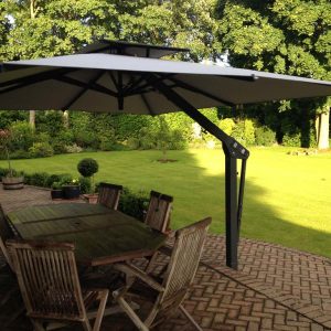 4m x 3m Grey Side Arm Parasol