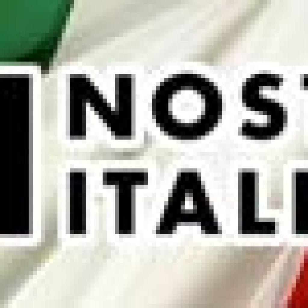 Nostra italia logo with italian flag in the background.