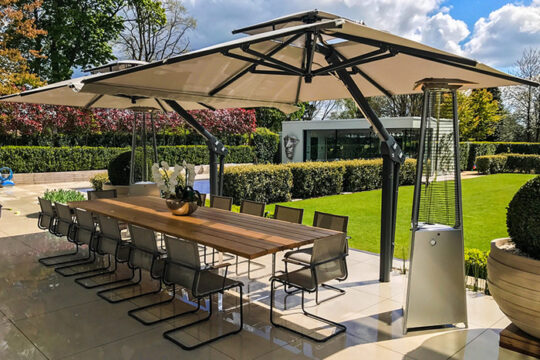 Poggesi umbrella with gutters.