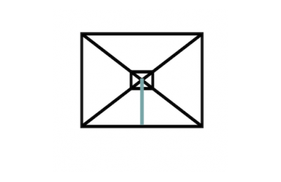 Arm on long side - Rectangular canopy - Base sits close to edge of canopy